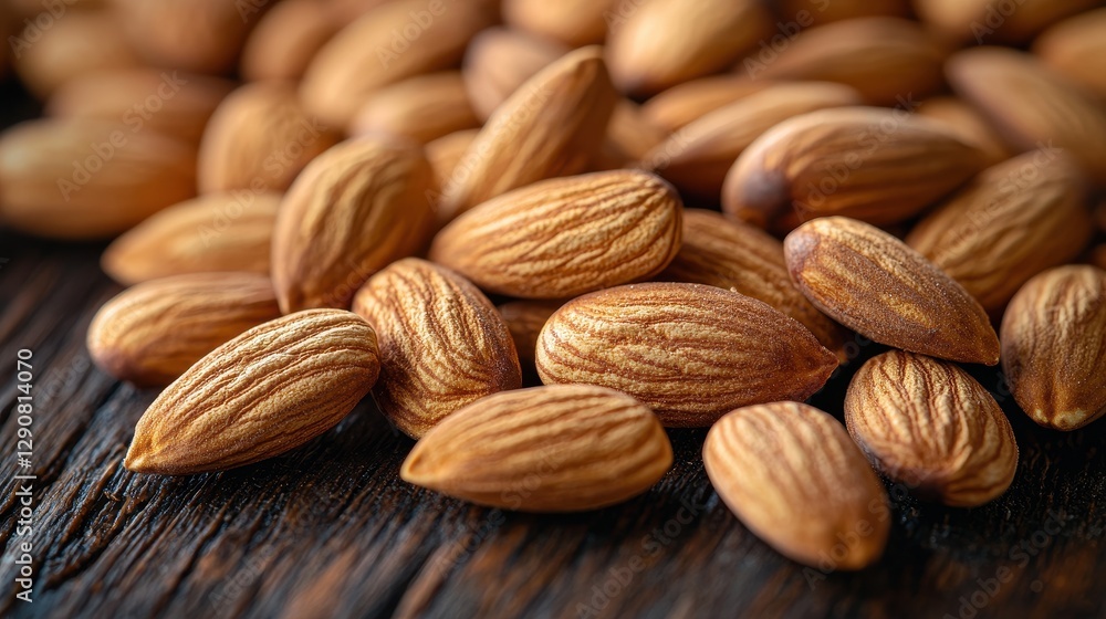Close-up of Organic Almonds on Rustic Wooden Surface Close-up of Organic Almonds on Rustic Wooden Surface