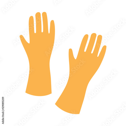 Hands wearing orange rubber gloves for household cleaning tasks and protection