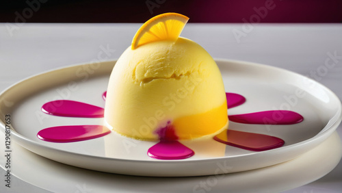 Fruity Sorbet Ice Cream with Raspberry and Citrus Flavors – A Vibrant 4K Dessert Photography Capturing the Freshness of Frozen Fruit Delight