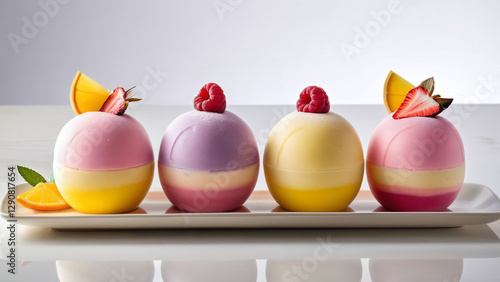 Fruity Sorbet Ice Cream with Raspberry and Citrus Flavors – A Vibrant 4K Dessert Photography Capturing the Freshness of Frozen Fruit Delight