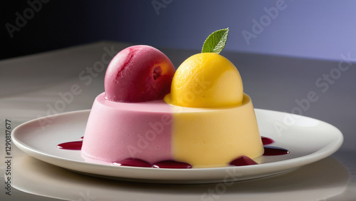 Fruity Sorbet Ice Cream with Raspberry and Citrus Flavors – A Vibrant 4K Dessert Photography Capturing the Freshness of Frozen Fruit Delight