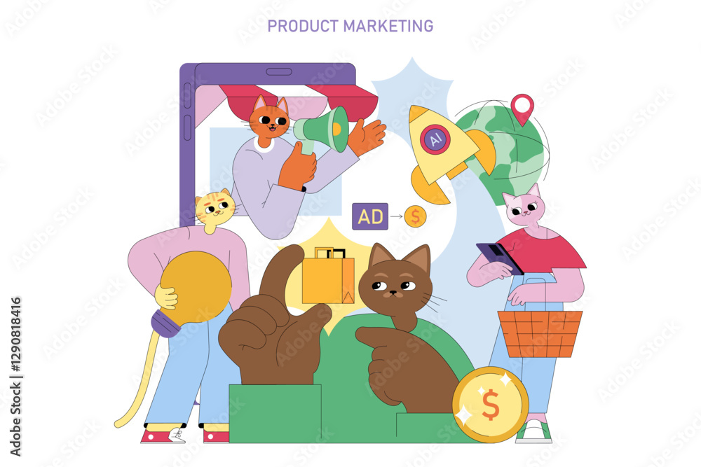 Fototapeta premium Product Marketing. Flat Vector Illustration