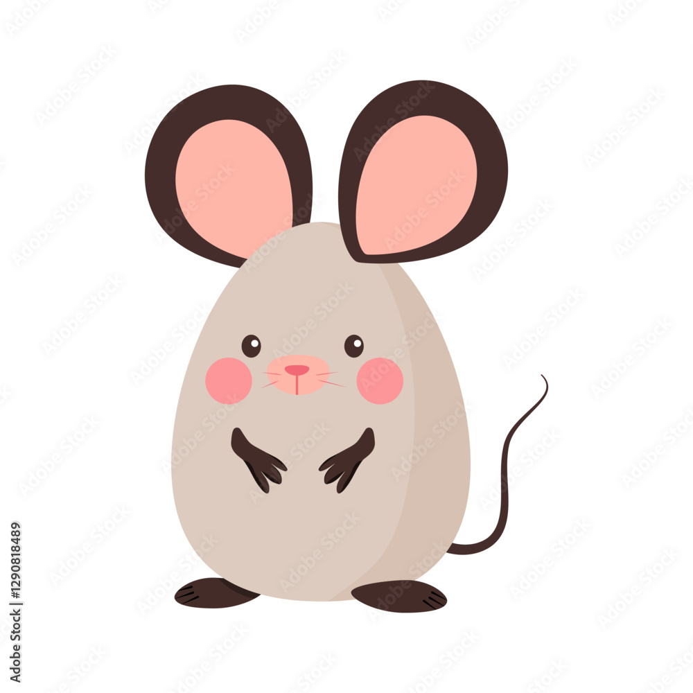 Vector Illustration of Cartoon Mouse, egg-shaped, Easter Concept Vector Illustration of Cartoon Mouse, egg-shaped, Easter Concept