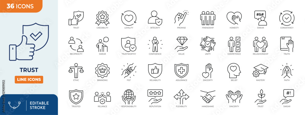 Fotografia Trust icon set
