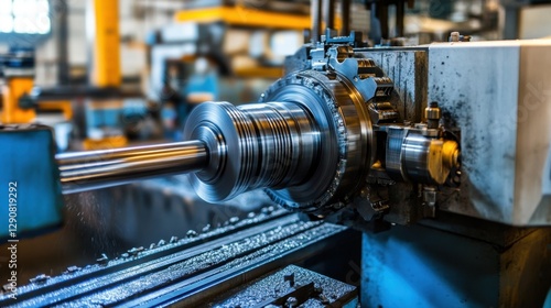 Heavy-duty industrial lathe machine shaping metal components with accuracy