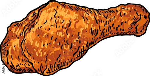 Fried Chicken Vector Illustration in Detailed Artistic Style