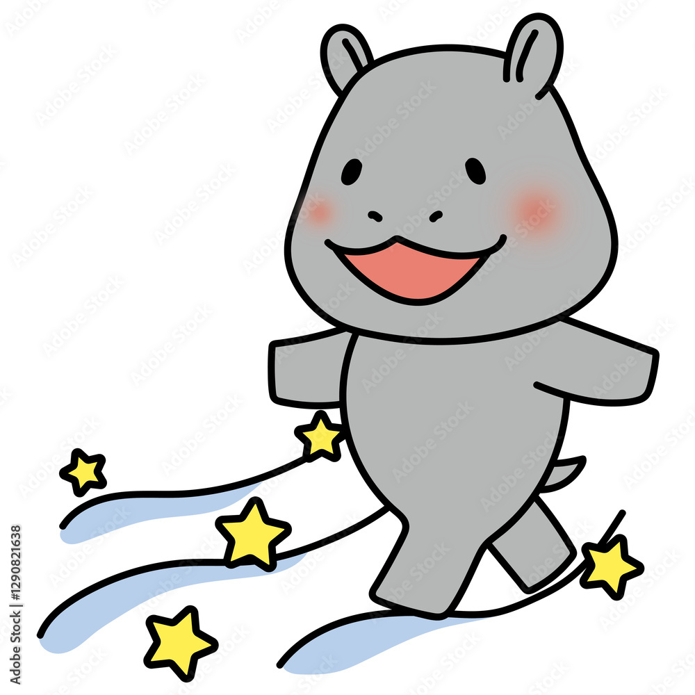 Obraz premium 天の川を渡るカバ