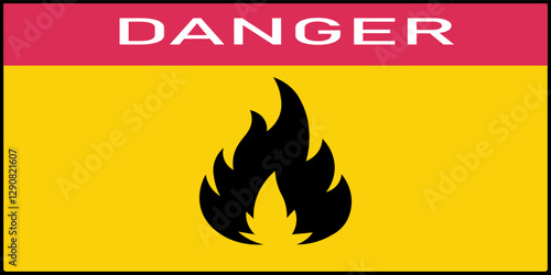 Fire warning sign vector. Fire warning sign in yellow triangle. Flammable, inflammable substances icon.