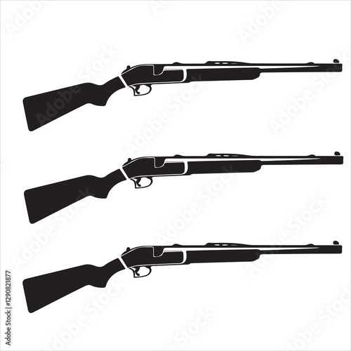 set of guns, Vector Illustration of Three Hunting Shotguns in Silhouette.