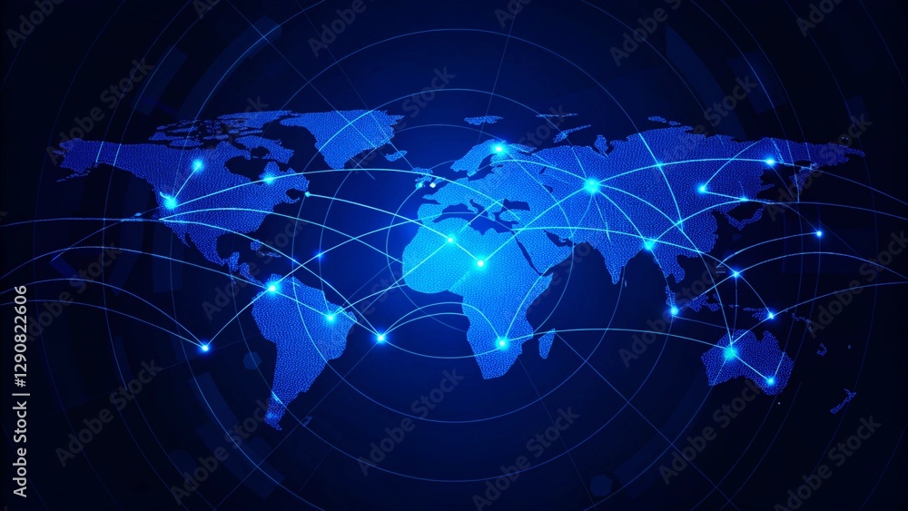 Obraz premium Abstract Airlines of the world map of airplanes for logistics on Light out business technology background. Hitech communication concept innovation background.