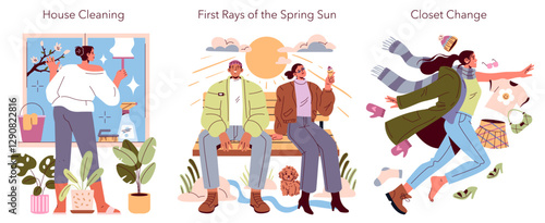 Spring Equinox Day. Flat Vector Illustration