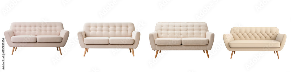 Collection of sleek modern and minimalist sofas and couches in neutral colors and materials like leather and fabric Collection of sleek modern and minimalist sofas and couches in neutral colors and materials like leather and fabric
