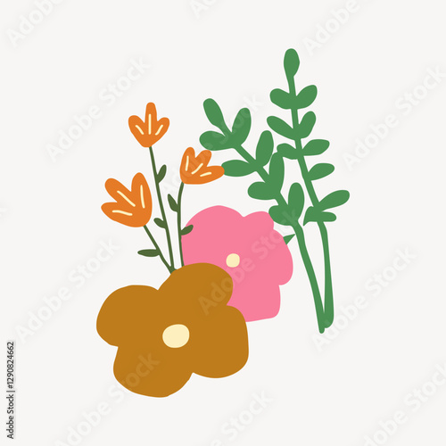 Cute doodle flowers illustration vector
