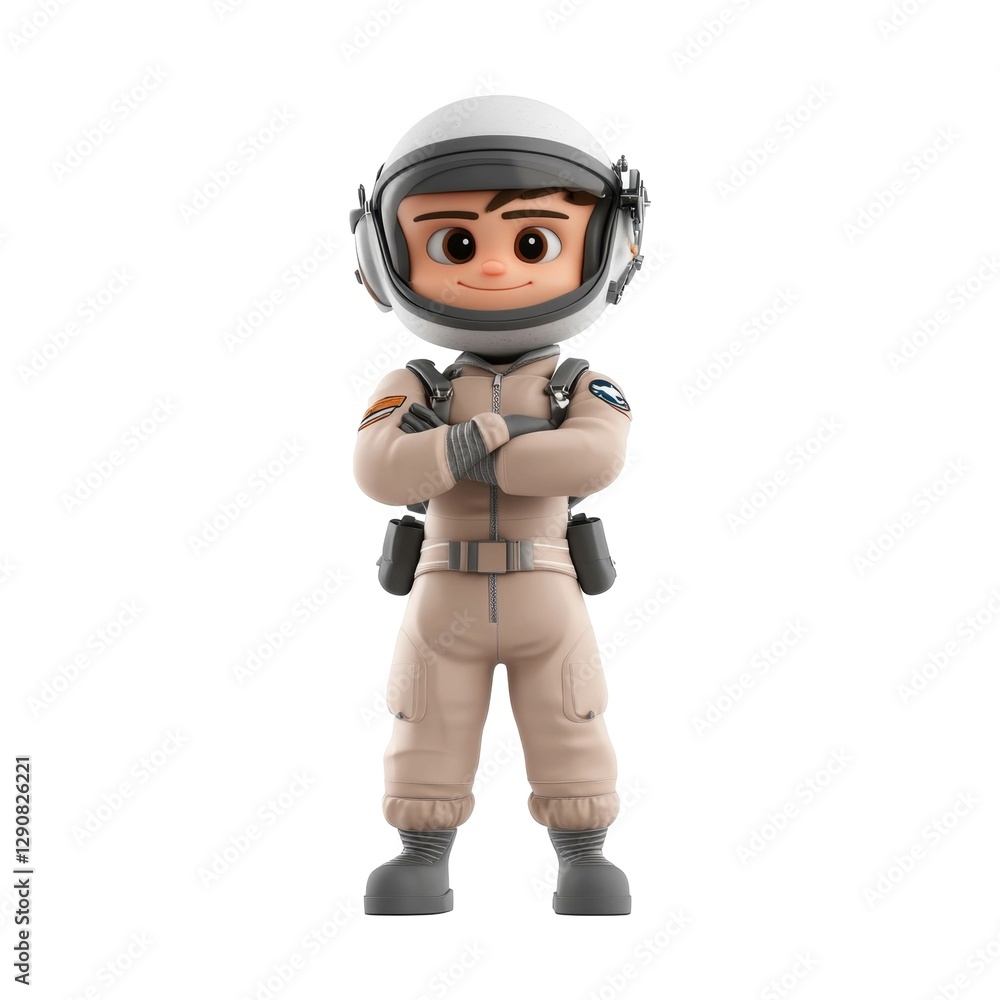 Cute cartoon astronaut character in space suit with helmet and backpack Cute cartoon astronaut character in space suit with helmet and backpack