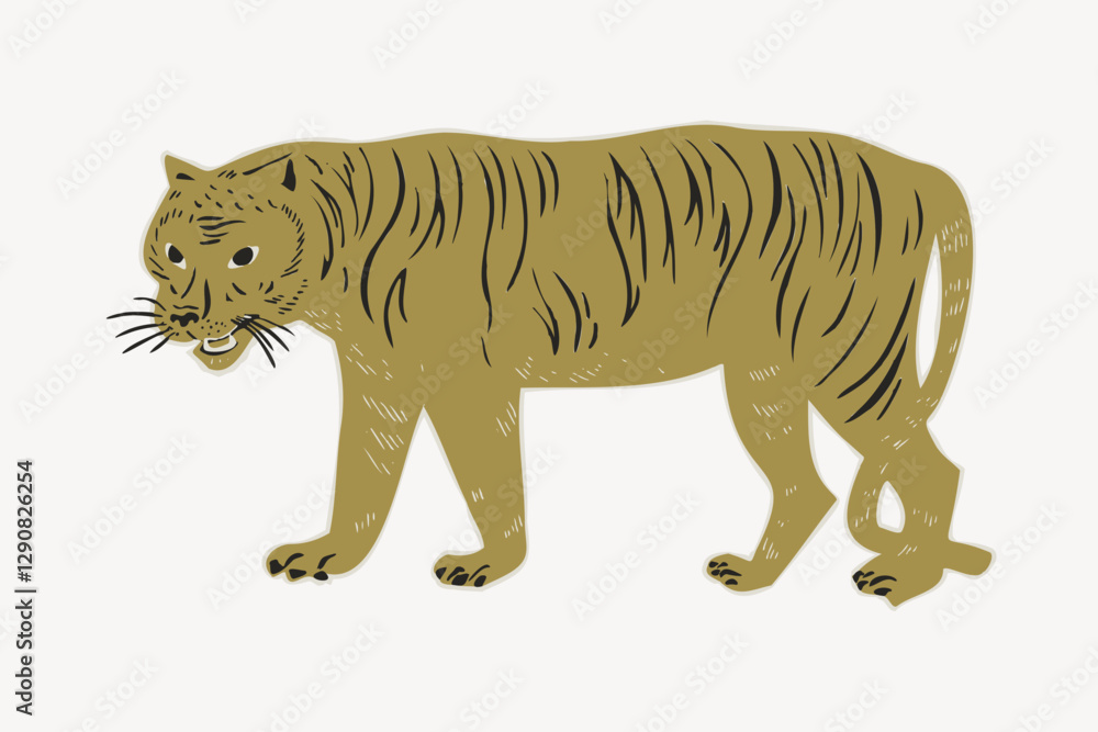 Naklejka premium Tiger illustration collage element, animal design vector