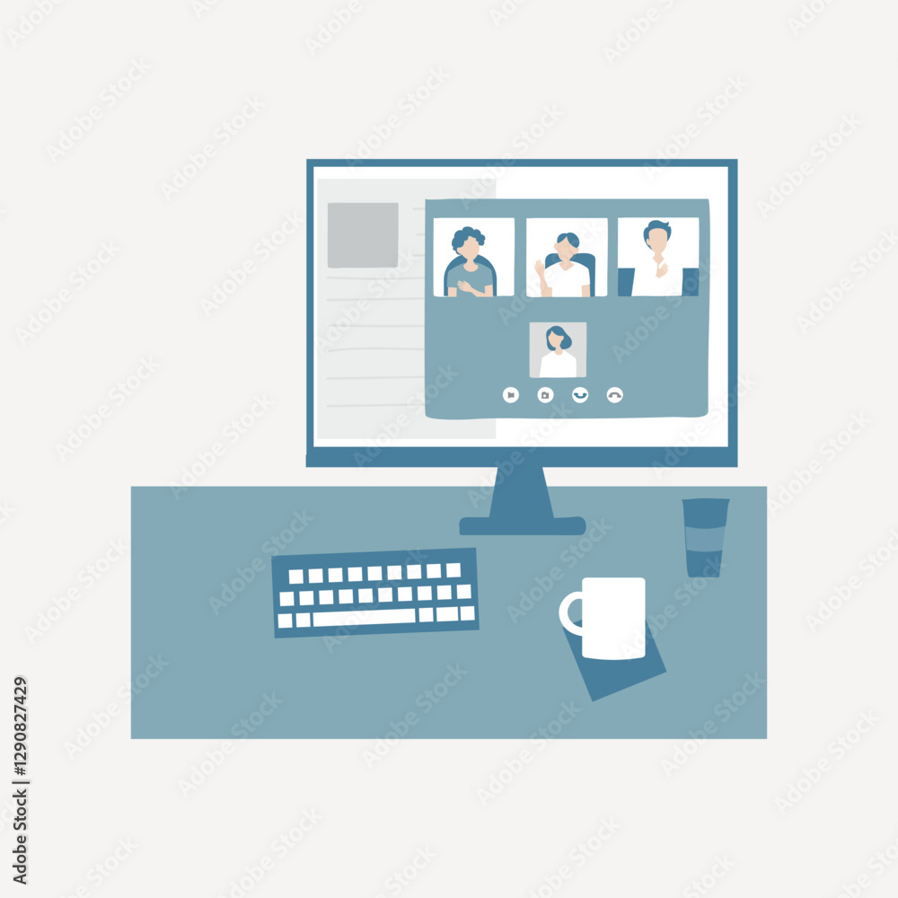 Online meeting screen collage element vector Online meeting screen collage element vector