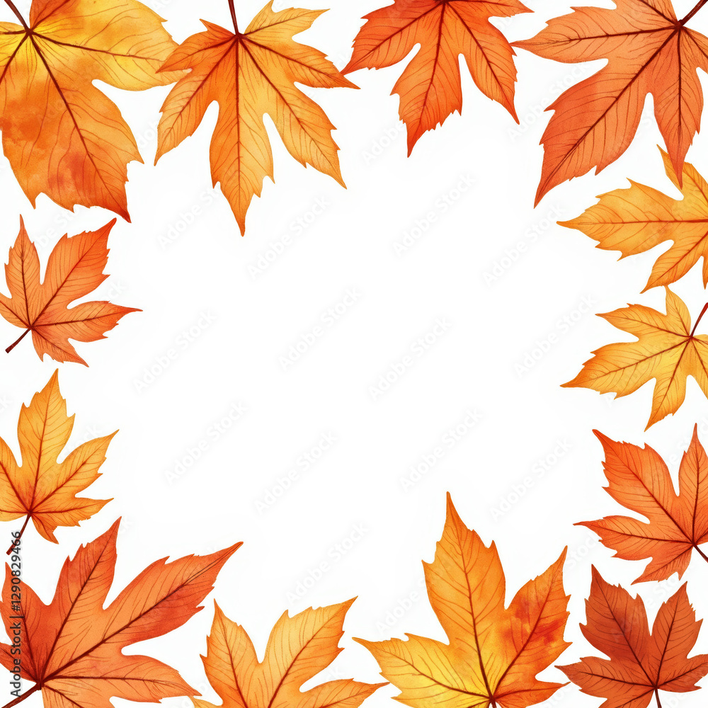 Obraz premium Autumn leaves frame with white background.