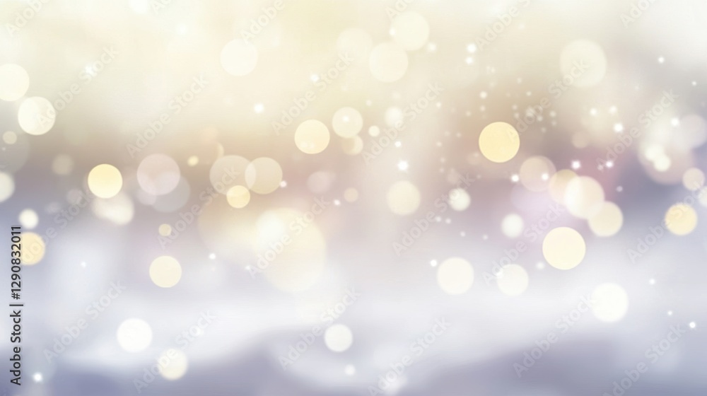 Obraz premium Soft bokeh background with golden lights, blurred effect, dreamy atmosphere, ideal for festive themes, creative projects, and holiday designs.