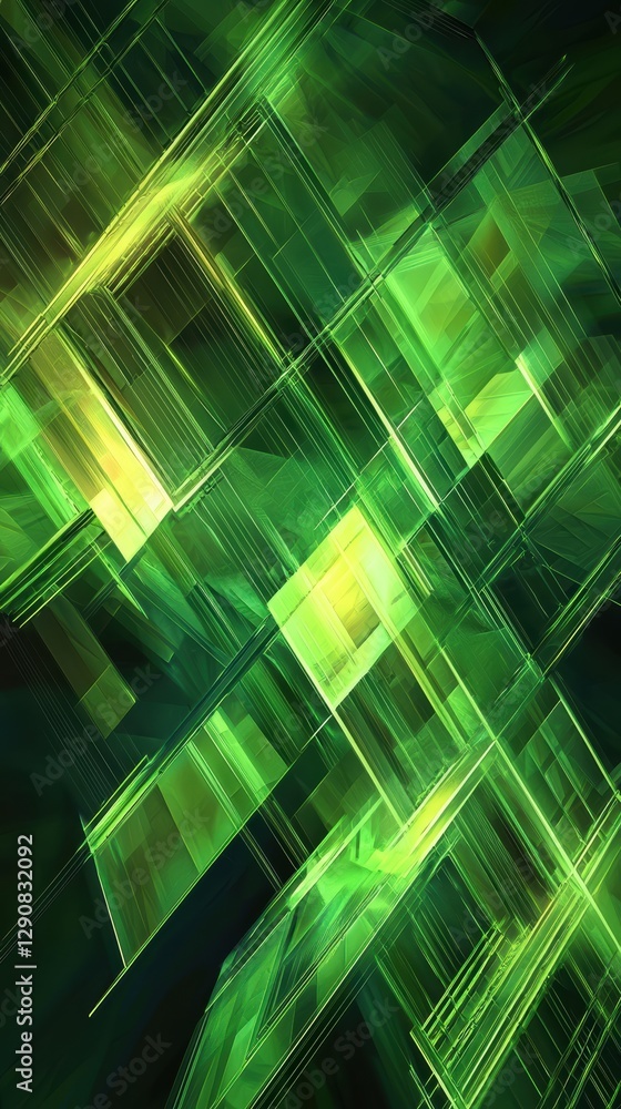 Dynamic green geometric light streaks modern abstract artwork Dynamic green geometric light streaks modern abstract artwork