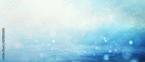 Soft blue abstract background with bokeh effects, water ripples, and light reflections. Ideal for serene and relaxing design projects or presentations.