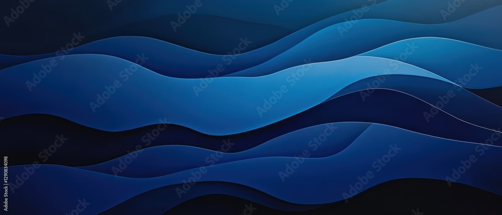 Fototapeta premium Smooth blue waves background, abstract ocean texture with gradients, calming water flow design, suitable for wallpapers and website graphics.
