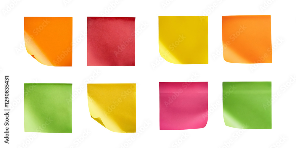Colorful Sticky Notes on Transparent Background Colorful Sticky Notes on Transparent Background