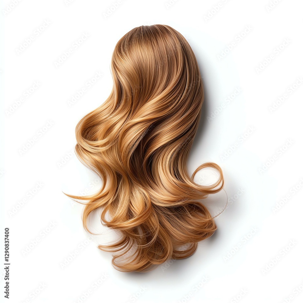 Naklejka premium Luxurious blonde wavy hair on a white background.