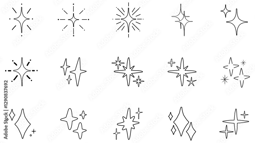 Naklejka premium PNG Sparkling starburst line art, transparent background