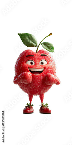 Joyful Cartoon Cherry Character - 3D Render