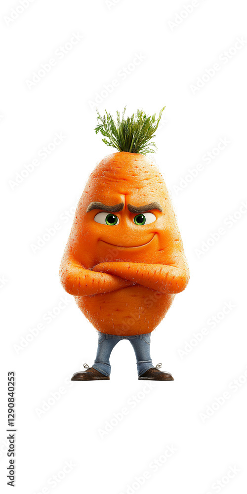 Confident Cartoon Carrot Character with Arms Crossed Confident Cartoon Carrot Character with Arms Crossed