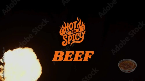 hot spicy beef text animation video