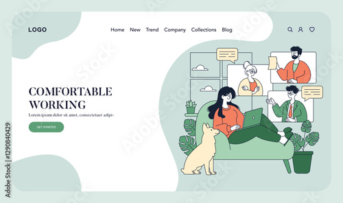 Comfortable Working. Flat Vector Illustration