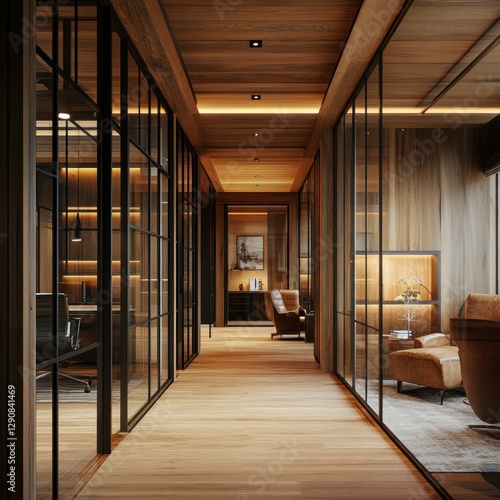 Wallpaper Mural Modern Glass-walled Office Corridor Torontodigital.ca