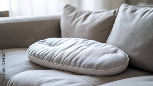 Stomach pain relief while lying down on a soft couch with a heating pad. Featuring discomfort and comfort