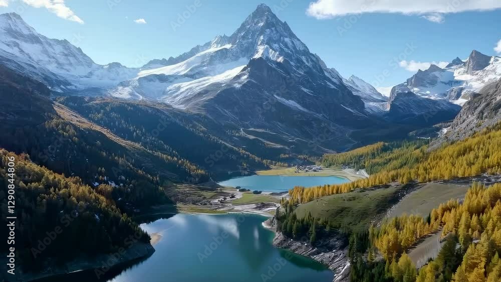 Aerial View of Majestic Mountain Landscape with Lakes Aerial View of Majestic Mountain Landscape with Lakes