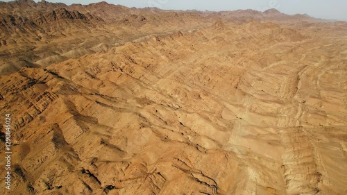 Stunning Martian-like rock formations in Mongolia, showcasing surreal and otherworldly landscapes captured in aerial drone footage.