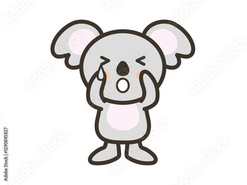 涙を流して泣くかわいいコアラのイラスト