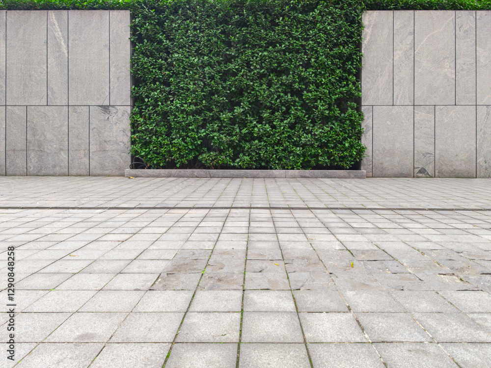 Fototapeta premium empty concrete ground in front of modern office buildings in downtown. floor for copy space