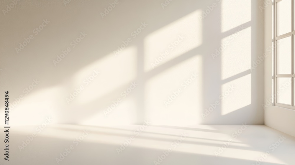 Natural light casting shadows in an empty room with white walls, minimalistic interior design, bright and airy space ideal for photography or artwork. Natural light casting shadows in an empty room with white walls, minimalistic interior design, bright and airy space ideal for photography or artwork.