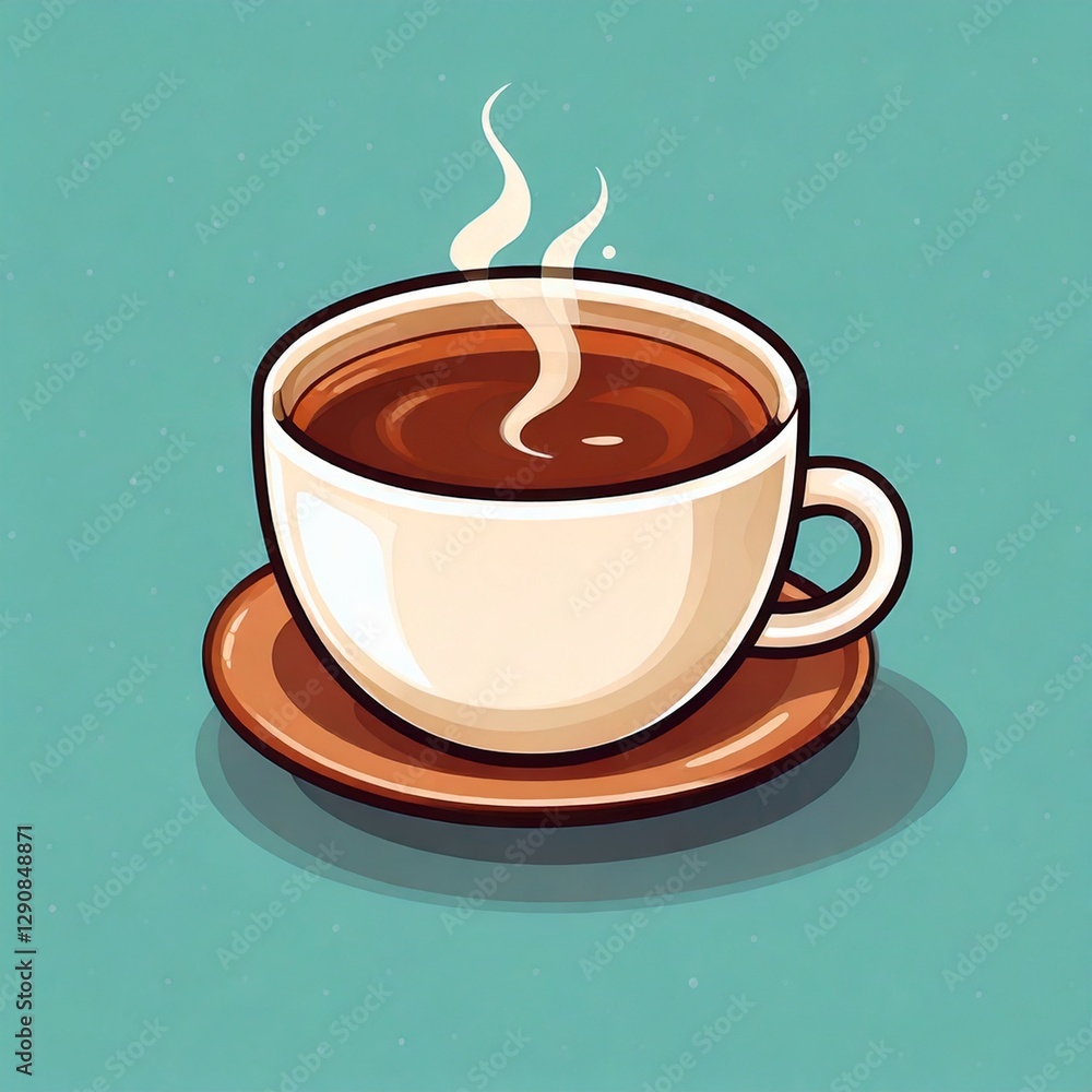 Obraz premium cup of tea icon logo with cartoon illustration