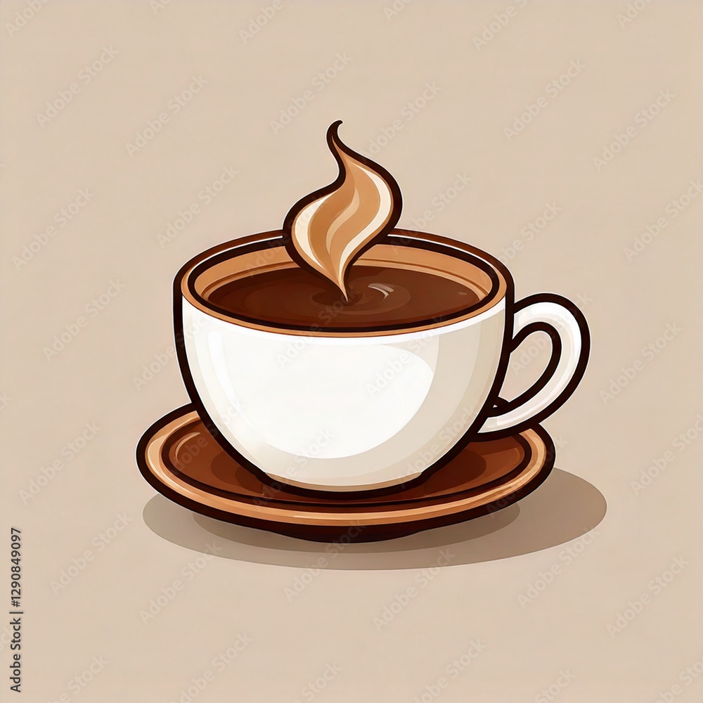 Obraz premium simple cup of coffee icon logo with cartoon illustration in high resolution