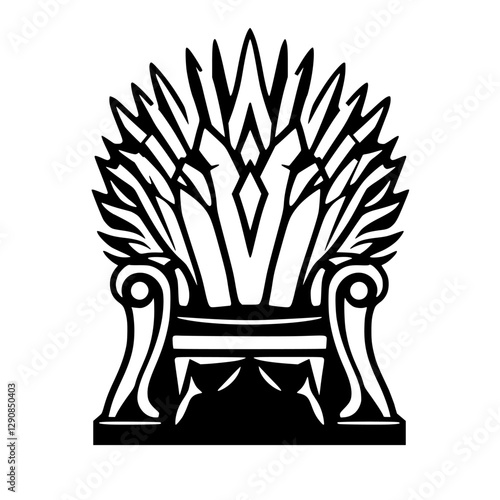 Iron Throne Silhouette: A Black and White Image of a Royal Seat, Illustrating a Symbol of Power.