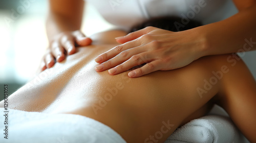 Wallpaper Mural A young woman receives a relaxing massage at a spa. Generative AI. Torontodigital.ca