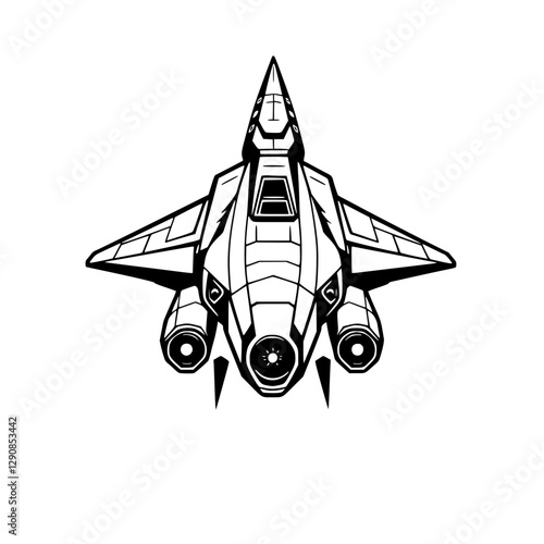 Futuristic spacecraft illustration depicting a black and white spaceship, suitable for animation.
