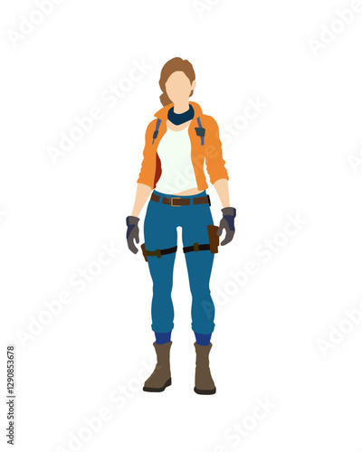 Flat vector people and illustration, woman with casual agent outfit