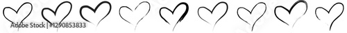 Calligraphic love heart sign icons vector set 