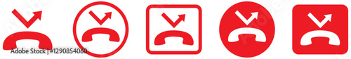 Missed calls icon. Declined calls symbol.  missed call sign reject decline phone icon symbol notification alert vector. Missed call for apps and websites. missed call sign. Vector illustration. 