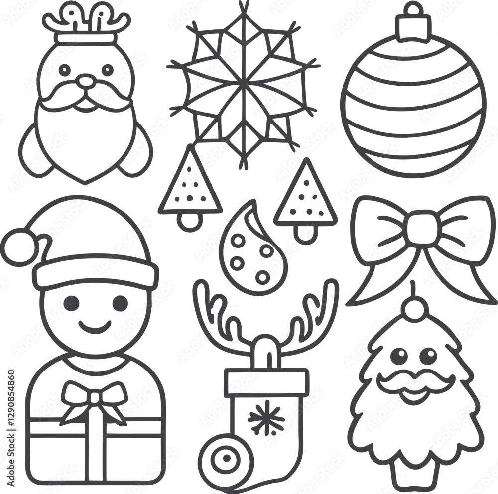 Obraz premium Christmas decoration icon vector sets illustration. Set of realistic 3d white gold trending ornaments for christmas design isolated on white background.