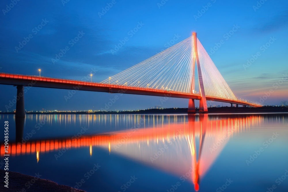 Obraz premium Incheon Twilight: Iconic Bridge in South Korea with Stunning City View