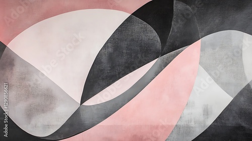 Abstract muted pink and gray overlapping forms